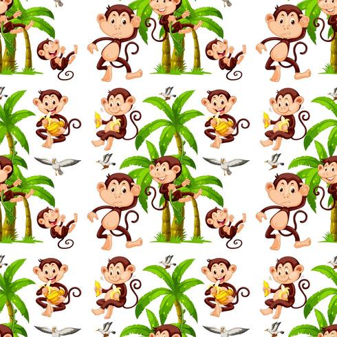 Scimmie e alberi di cocco senza soluzione di continuità vettore