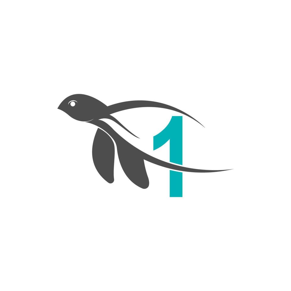 icona della tartaruga marina con l'illustrazione del design del logo numero 1 vettore