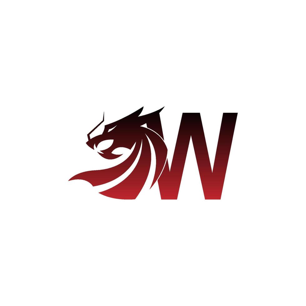 icona del logo della lettera w con il vettore di disegno del drago