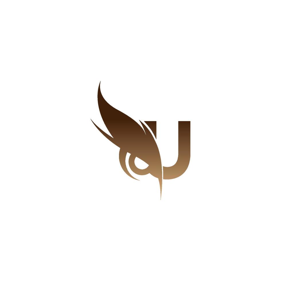 icona del logo della lettera u combinata con il vettore di disegno dell'icona degli occhi di gufo