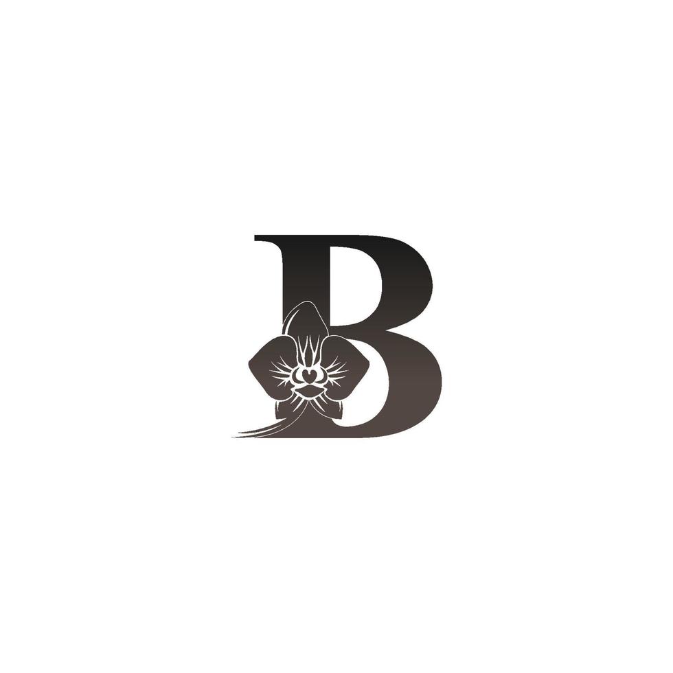 icona del logo della lettera b con vettore di disegno dell'orchidea nera