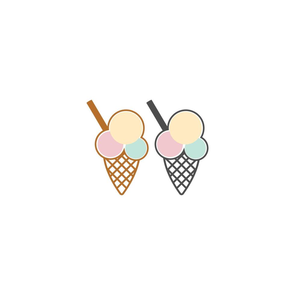 illustrazione del modello vettoriale del disegno dell'icona del logo del gelato