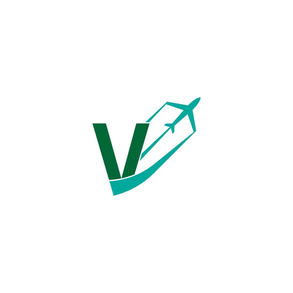 lettera v con il vettore di disegno dell'icona del logo aereo