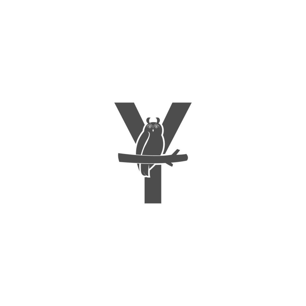icona del logo della lettera y con il vettore di disegno dell'icona del gufo