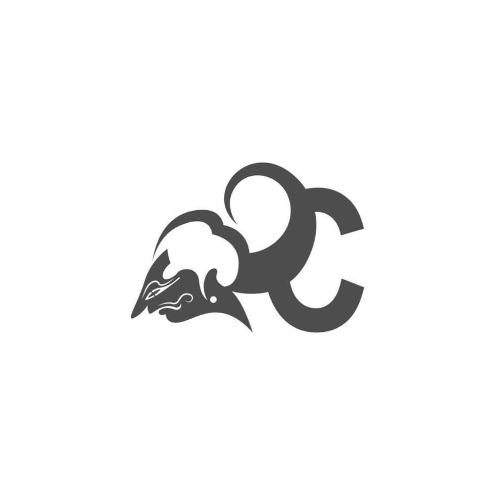 icona del burattino giavanese con illustrazione vettoriale del design del logo della lettera
