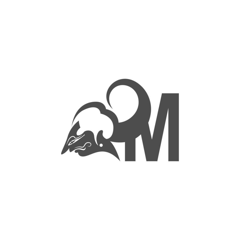 icona del burattino giavanese con illustrazione vettoriale del design del logo della lettera
