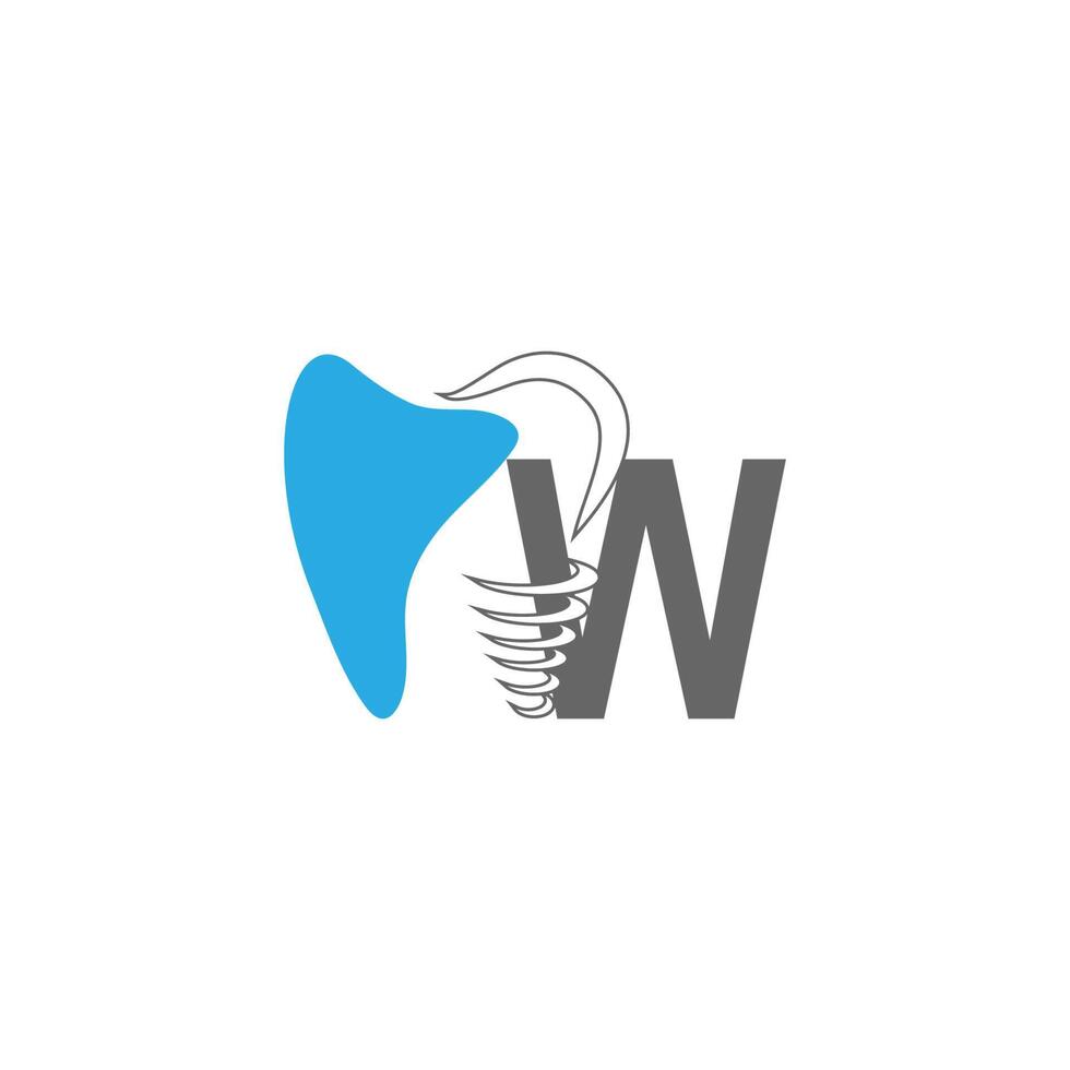 icona del logo della lettera w con l'illustrazione del design dentale vettore