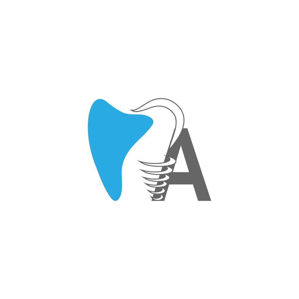 lettera un'icona del logo con l'illustrazione del design dentale vettore