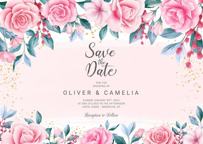 Modello di carta di invito matrimonio botanico vettore