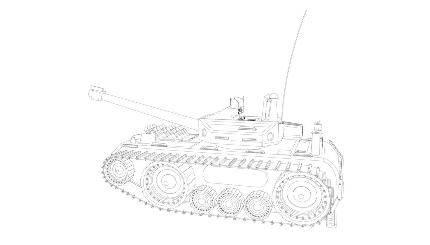 line art del carro armato di cacciatorpediniere vettore