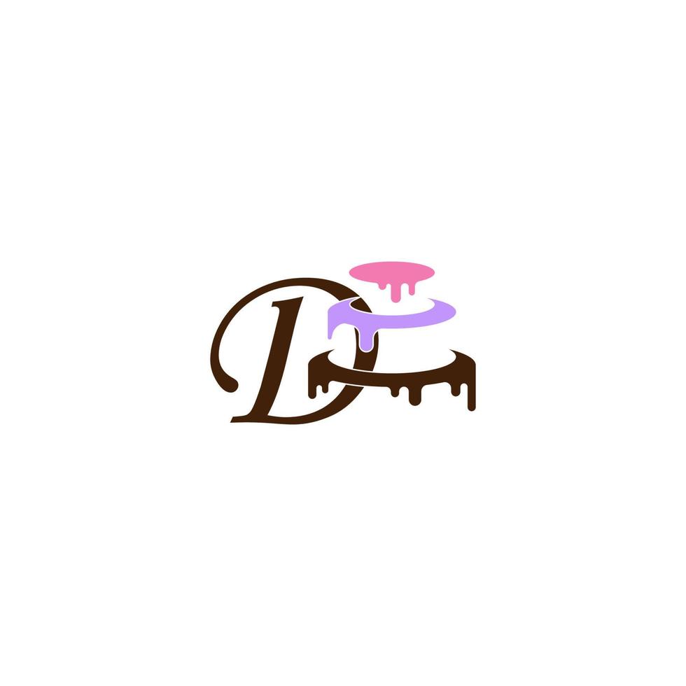 icona della lettera d con il vettore del modello di disegno della torta nuziale