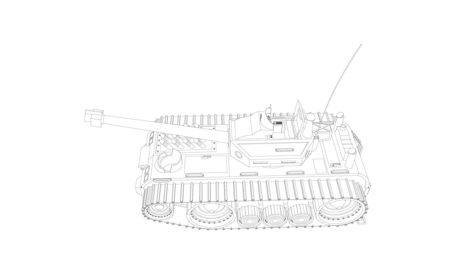 line art del carro armato di cacciatorpediniere vettore