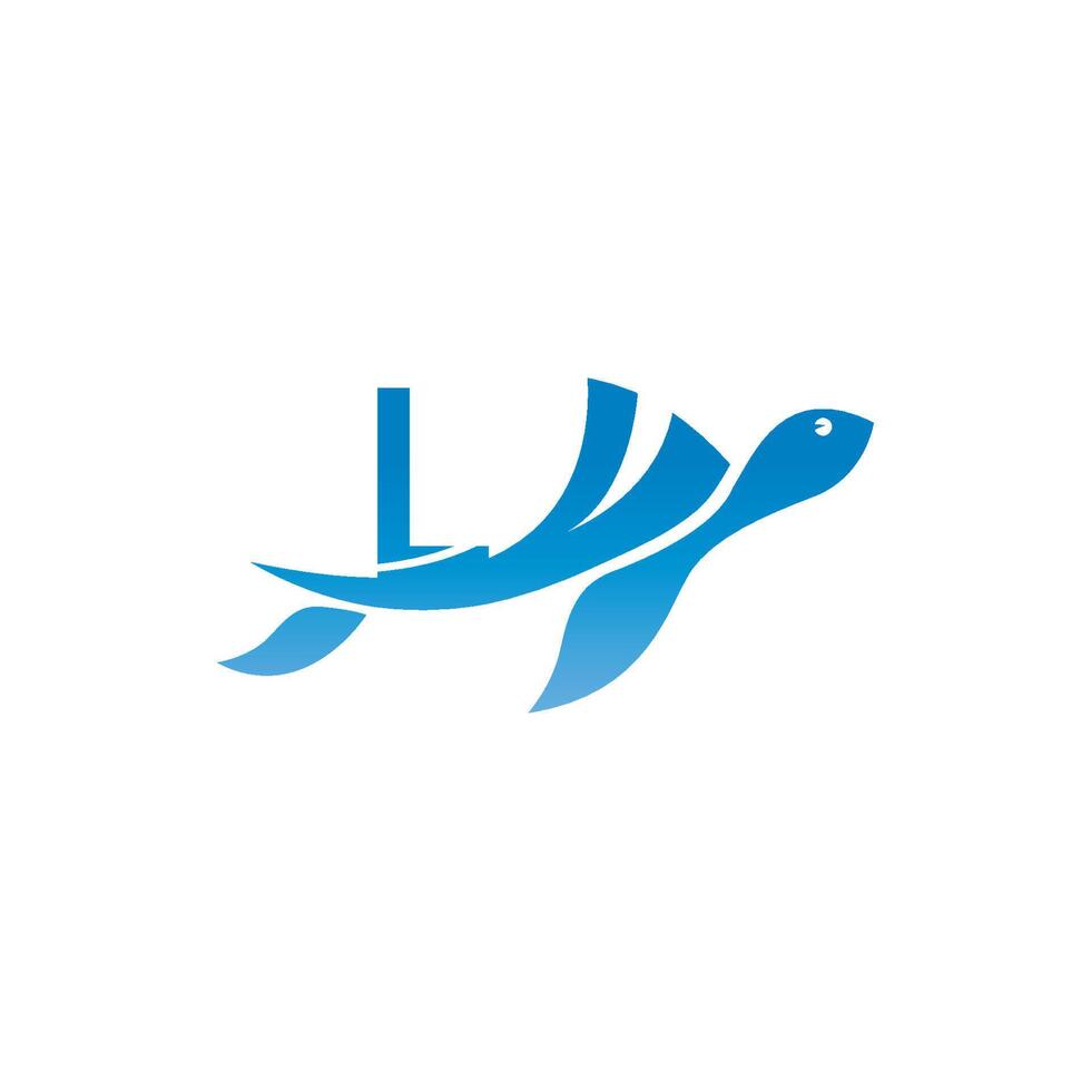 icona della tartaruga marina con l'illustrazione del design del logo della lettera l vettore