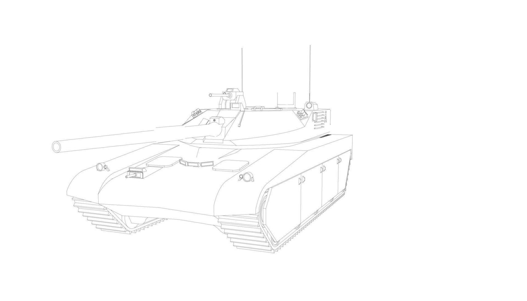 line art del carro armato di cacciatorpediniere vettore