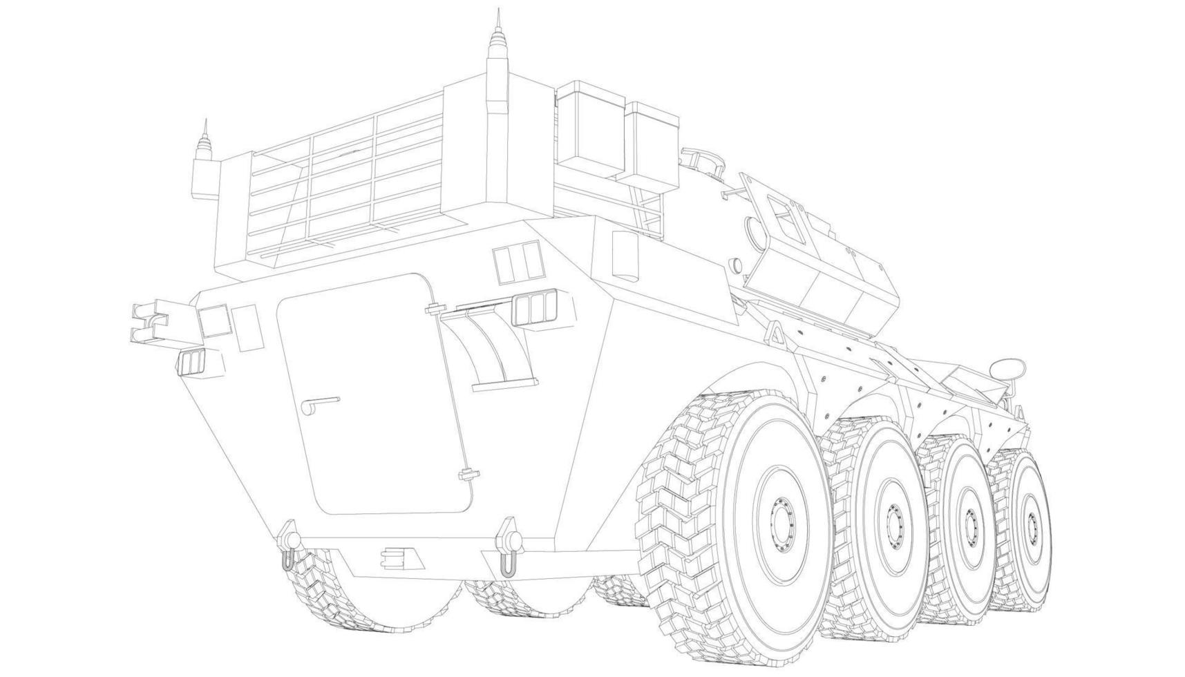 line art del carro armato di cacciatorpediniere vettore