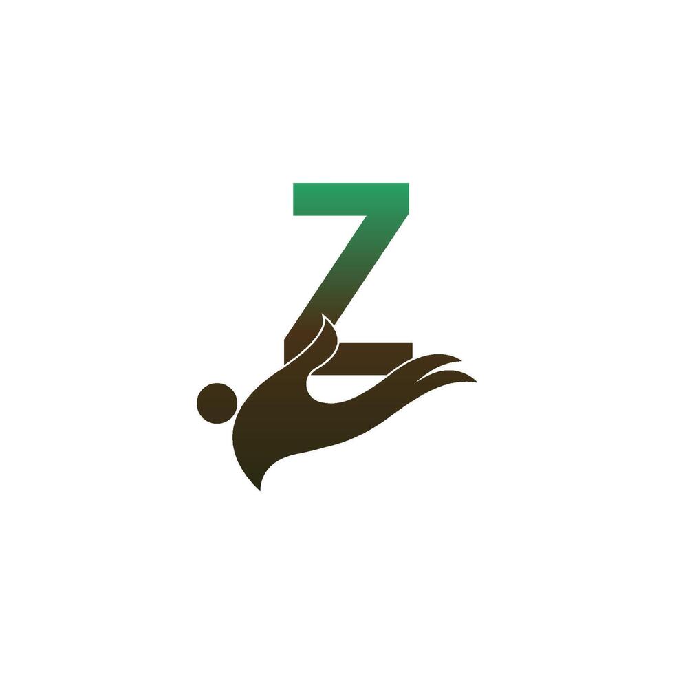 icona del logo della lettera z con il modello di simbolo di design della mano delle persone vettore