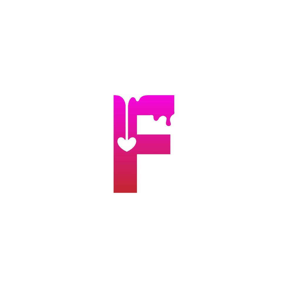 icona del logo della lettera f con modello di progettazione di simbolo di amore che si scioglie vettore
