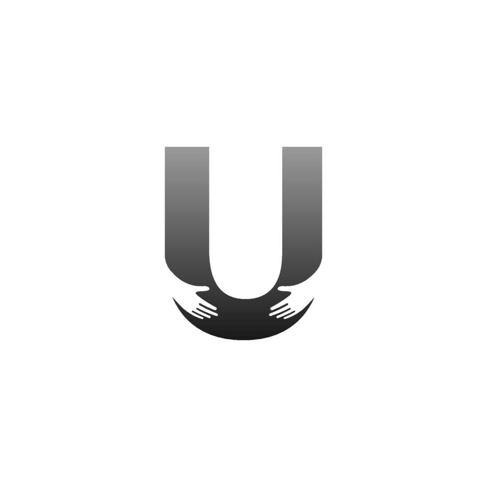 icona del logo della lettera u con il modello di simbolo del design della mano vettore