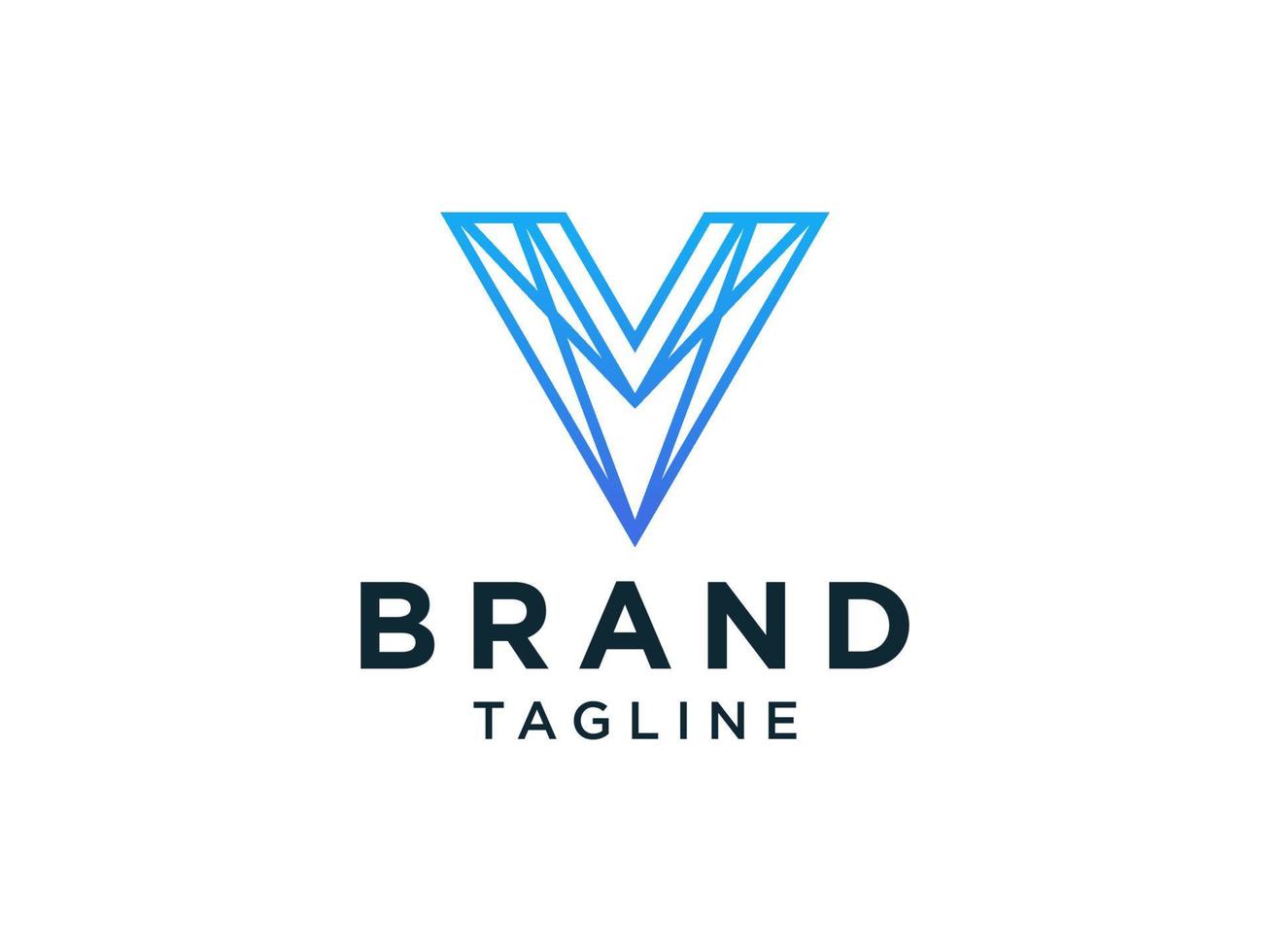 lettera iniziale astratta v logo. linee geometriche di forma blu isolate su sfondo bianco. utilizzabile per loghi aziendali e tecnologici. elemento del modello di progettazione logo vettoriale piatto.