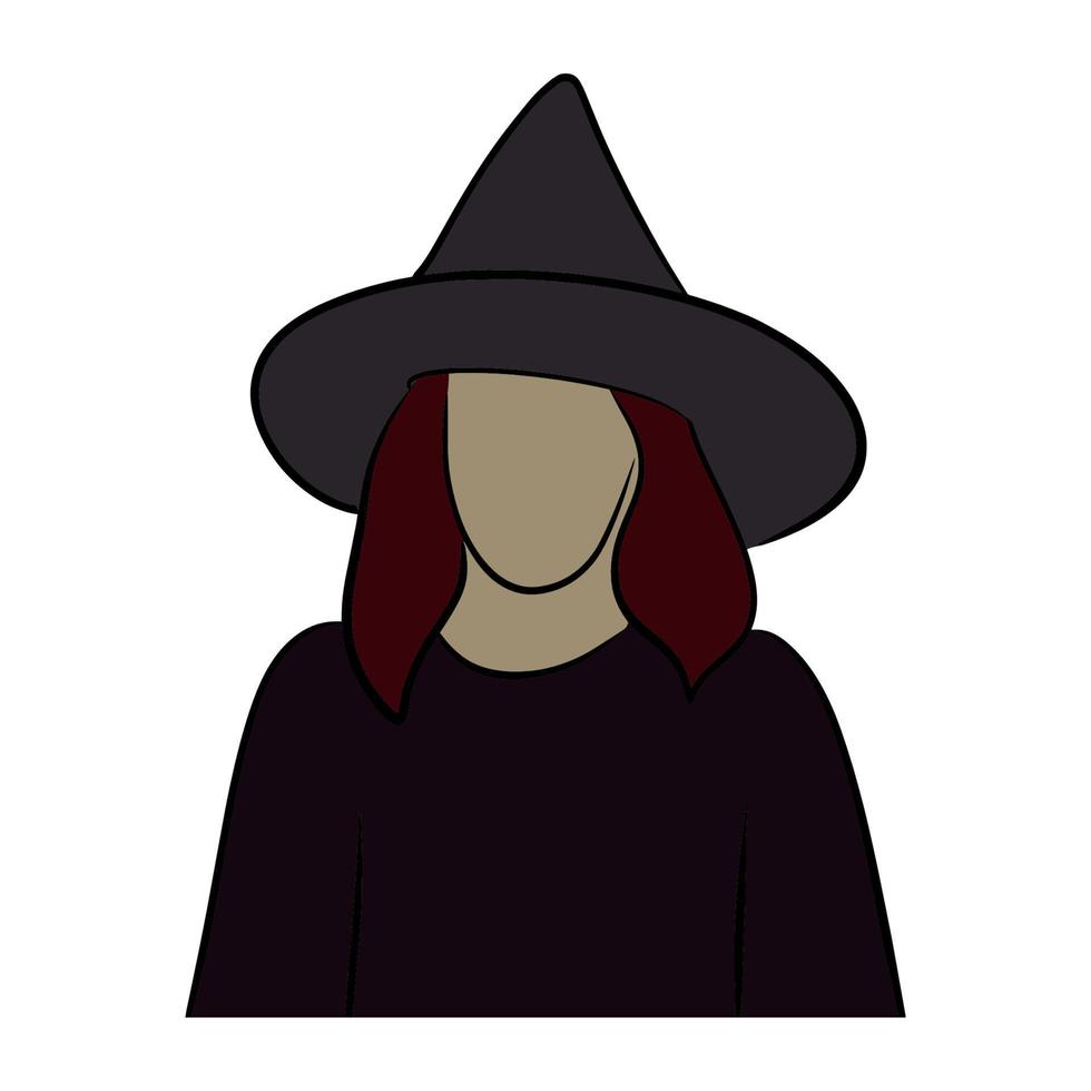 ragazza con un cappello da strega. costume di Halloween. vettore