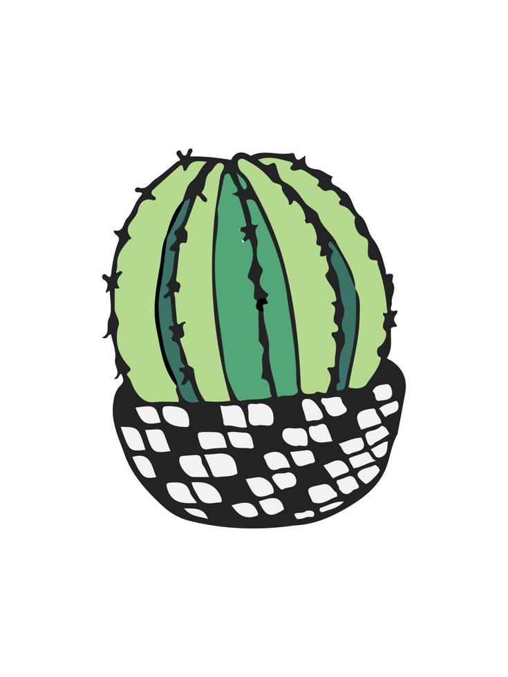 doodle illustrazione cactus su bianco. colorato doodle illustrazione cactus in stile moderno su sfondo bianco. vettore