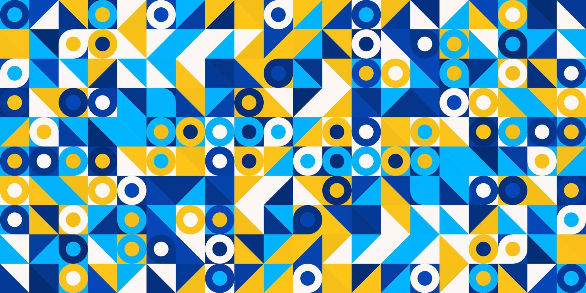 astratta piccola forma geometrica casuale colorato blu-giallo alla moda sfondo senza cuciture. utilizzare per copertina, modello aziendale, elementi di decorazione d'interni. vettore