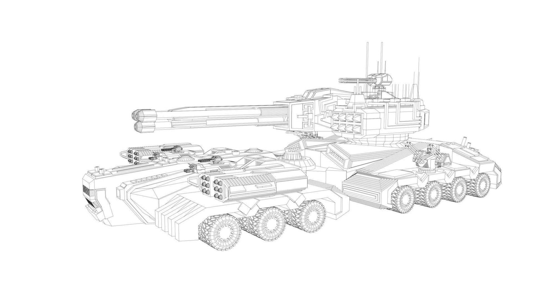 line art del carro armato di cacciatorpediniere vettore