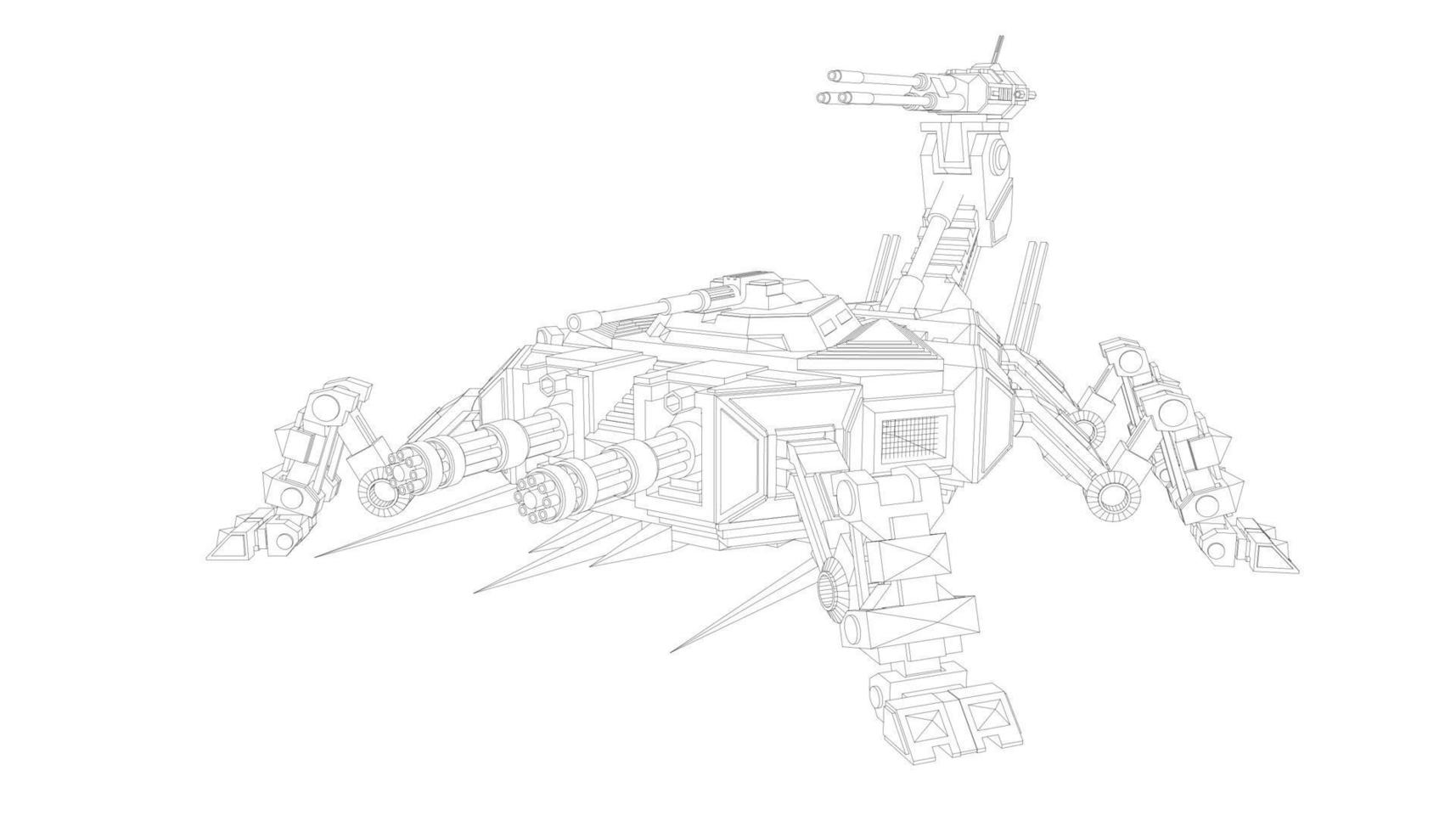 line art di carri armati militari vettore