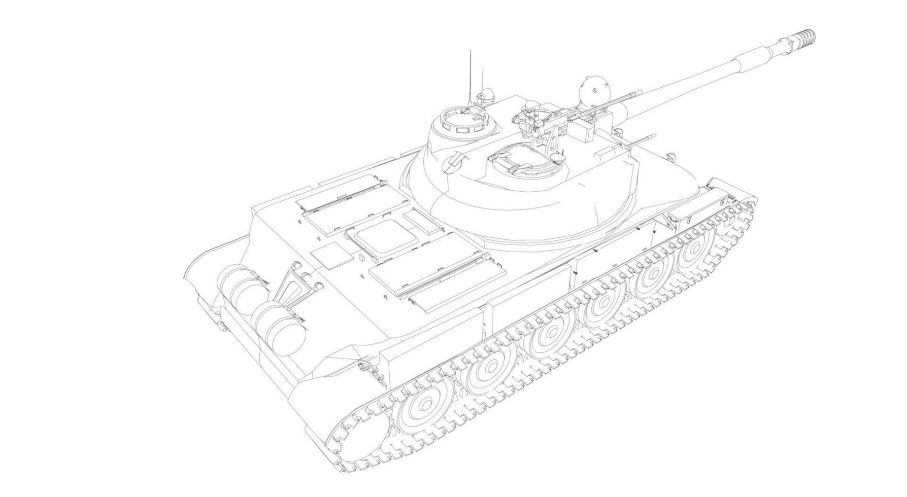 line art di carri armati militari vettore