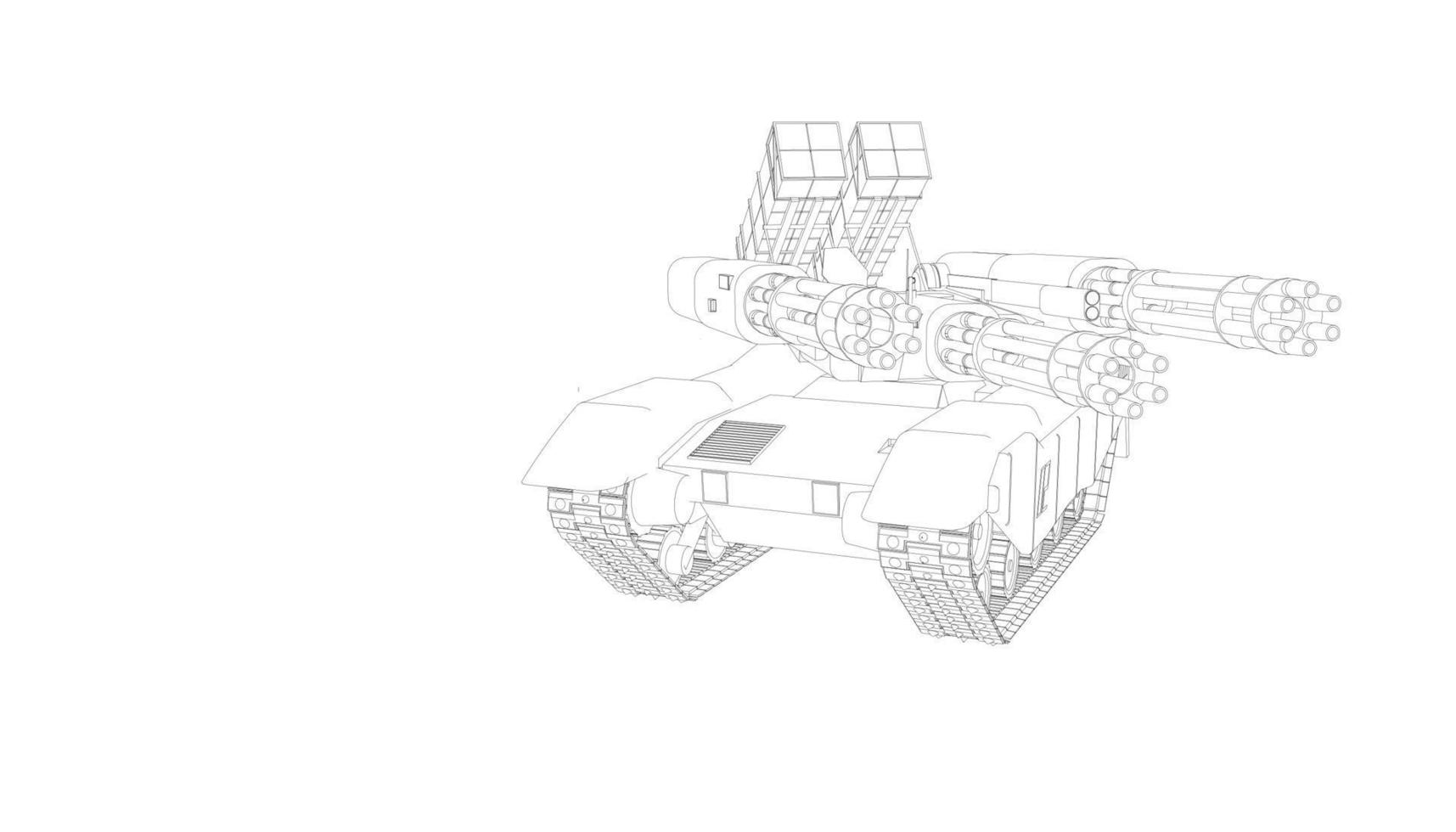 line art del carro armato di cacciatorpediniere vettore