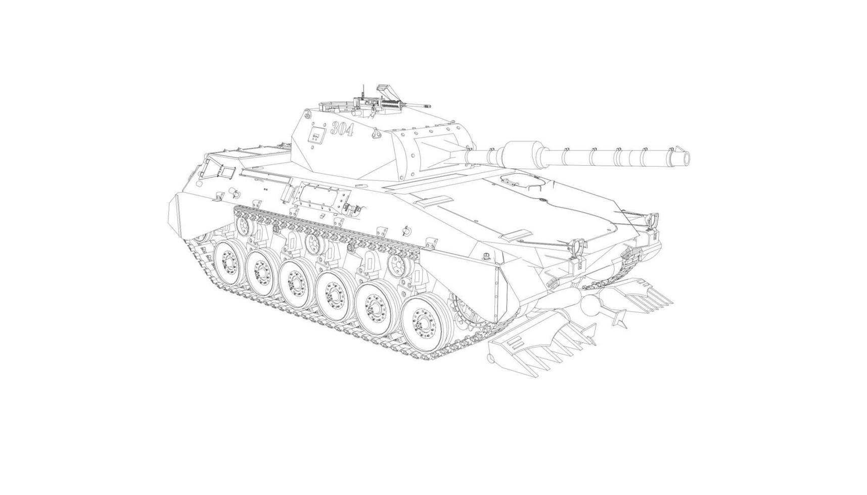 line art del carro armato di cacciatorpediniere vettore