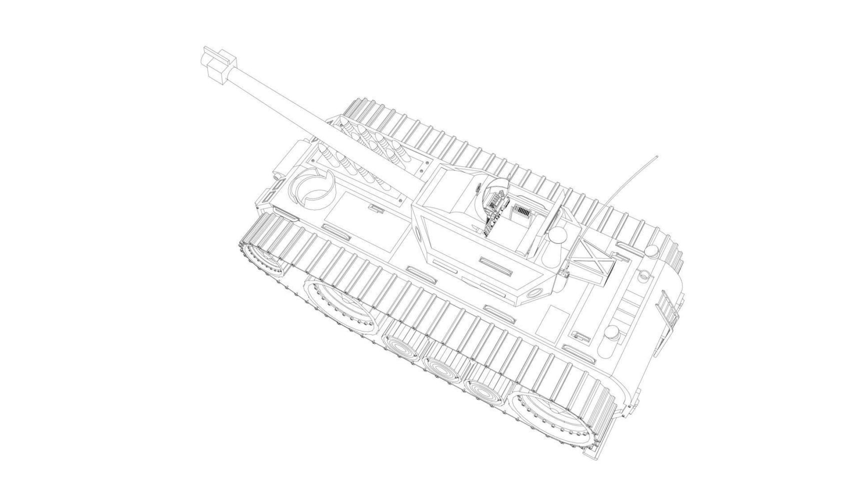 line art del carro armato di cacciatorpediniere vettore