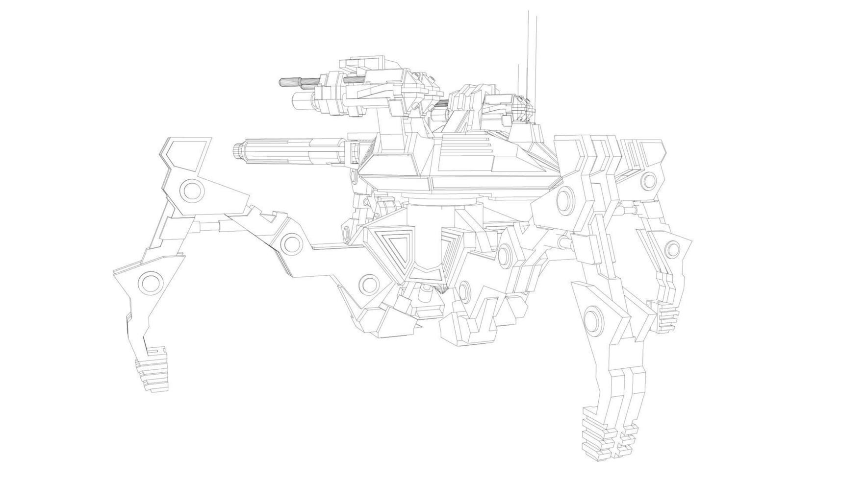 line art del carro armato di cacciatorpediniere vettore