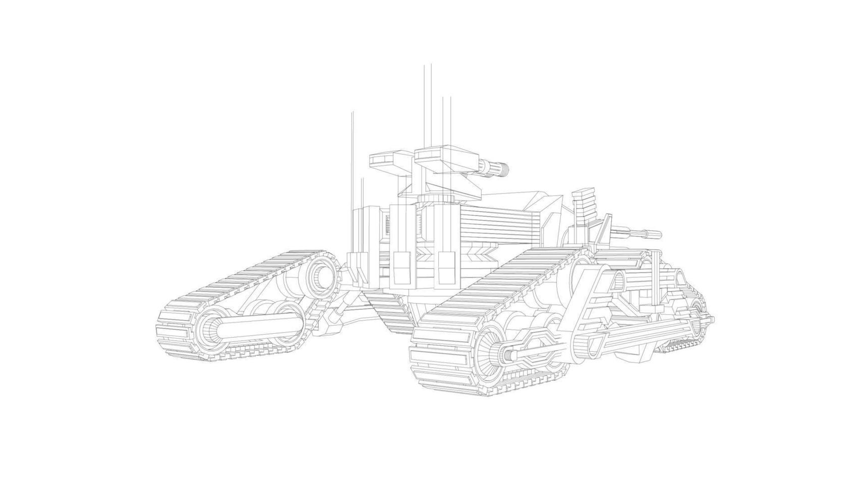 line art di carri armati militari vettore