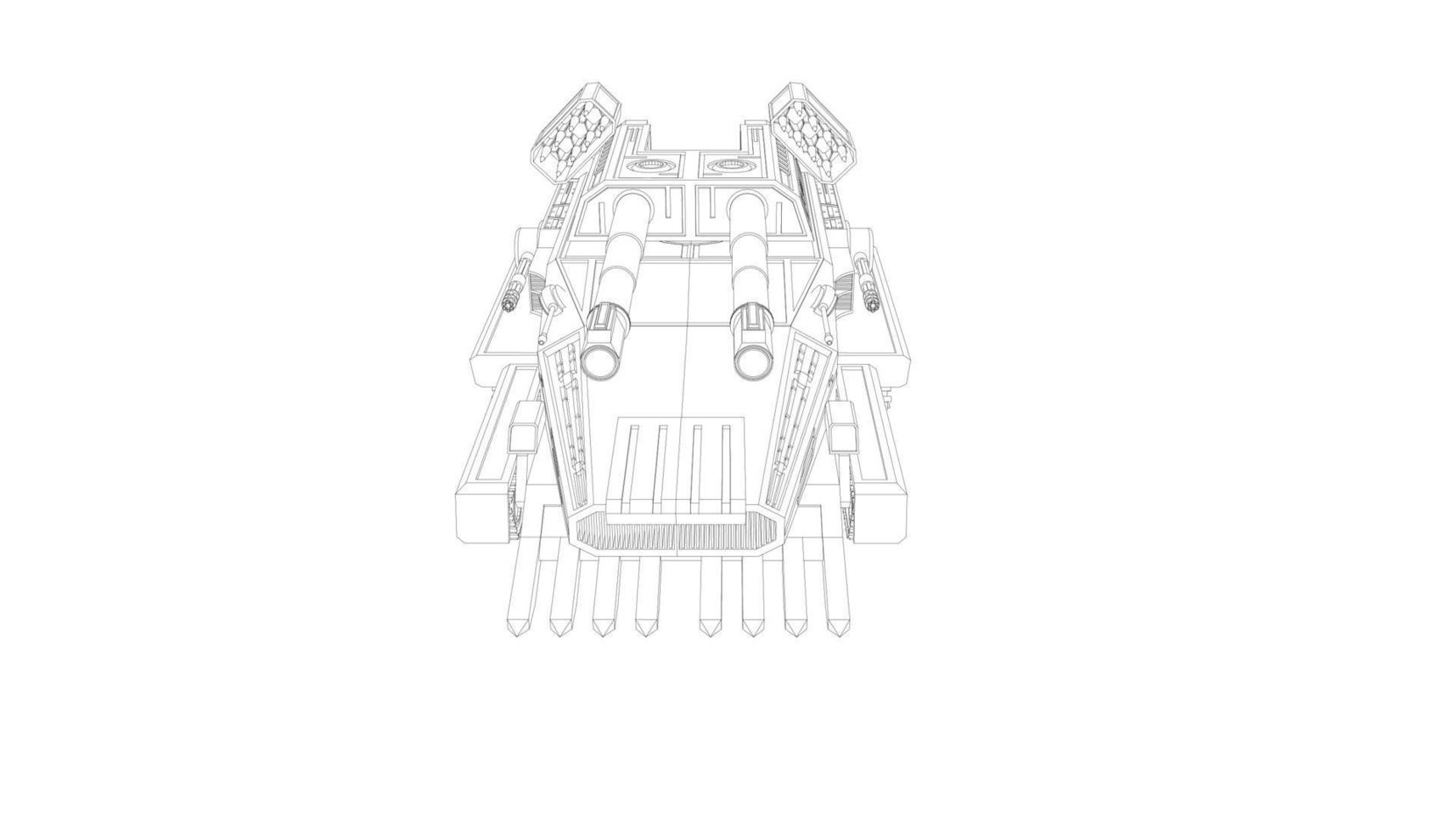 line art di carro armato d'assalto vettore