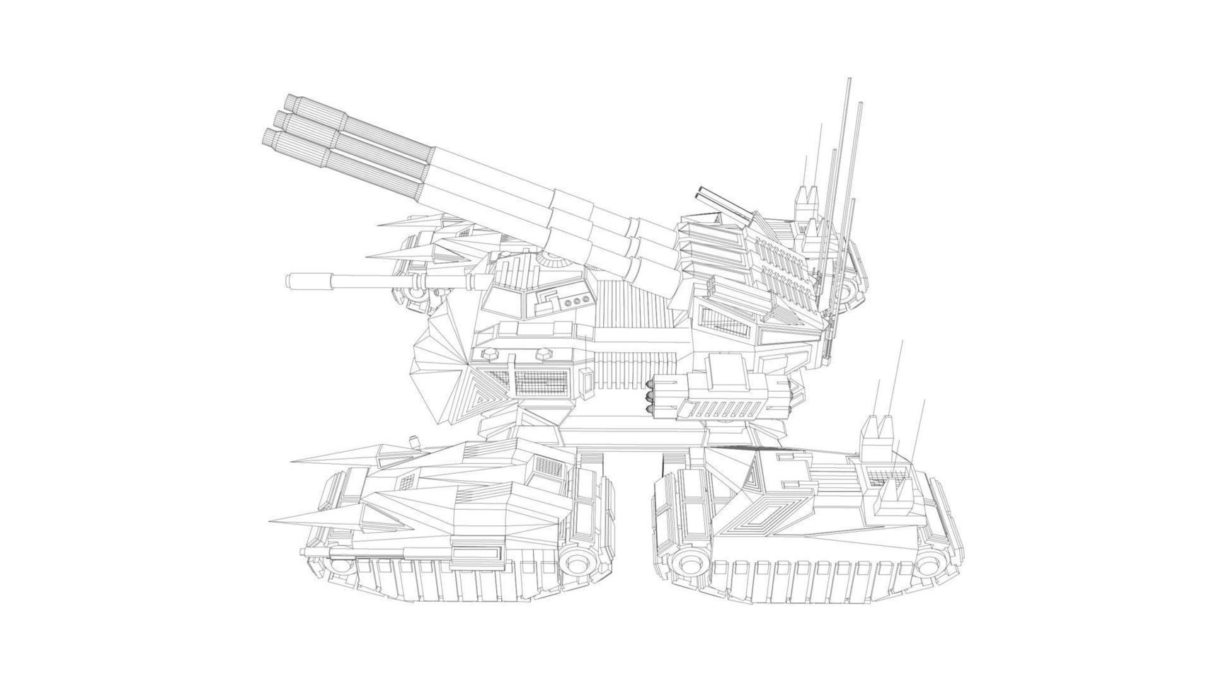 line art di carri armati militari vettore