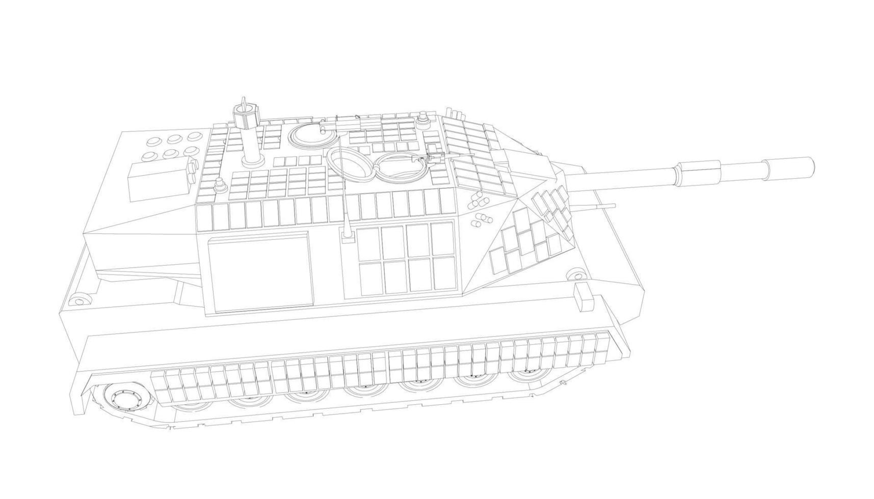 line art del carro armato di cacciatorpediniere vettore