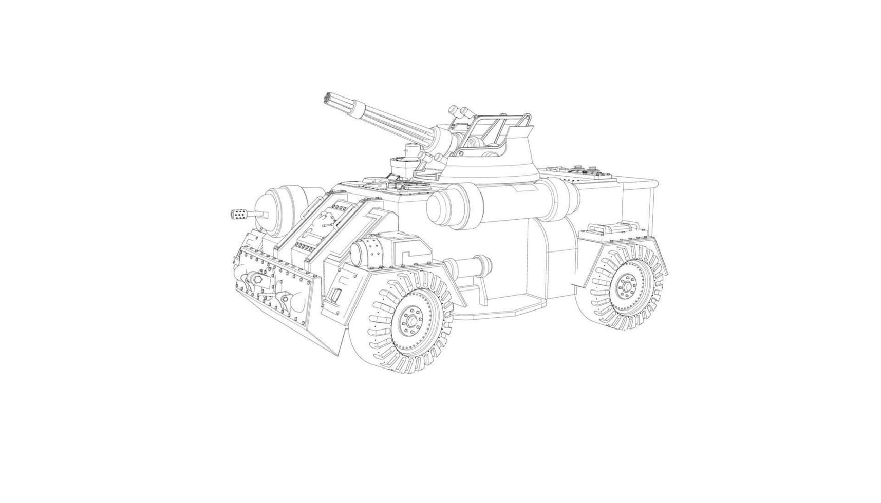 line art di carri armati militari vettore