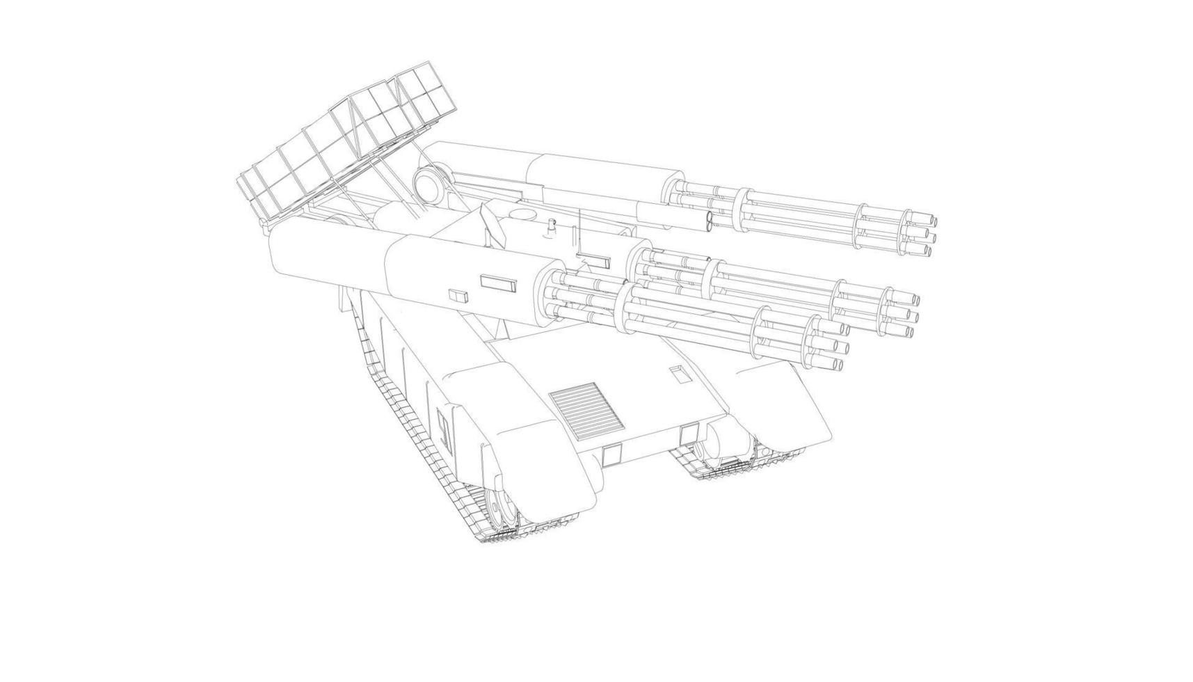 line art del carro armato di cacciatorpediniere vettore