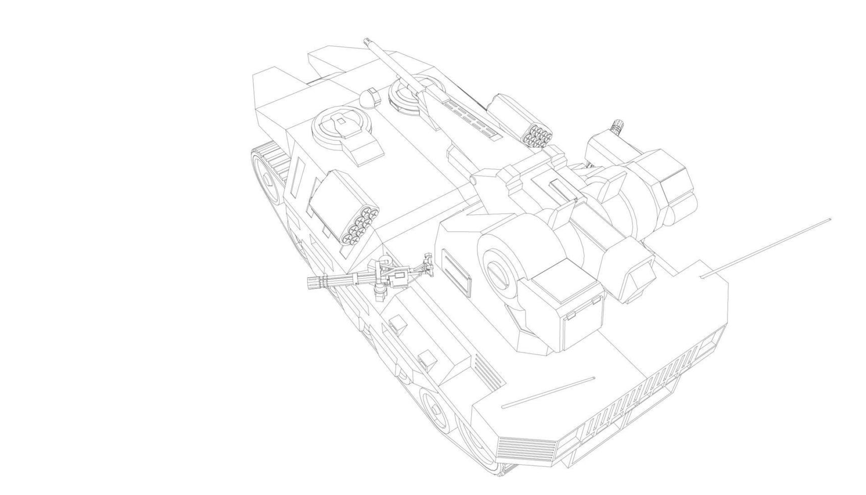 line art del carro armato di cacciatorpediniere vettore