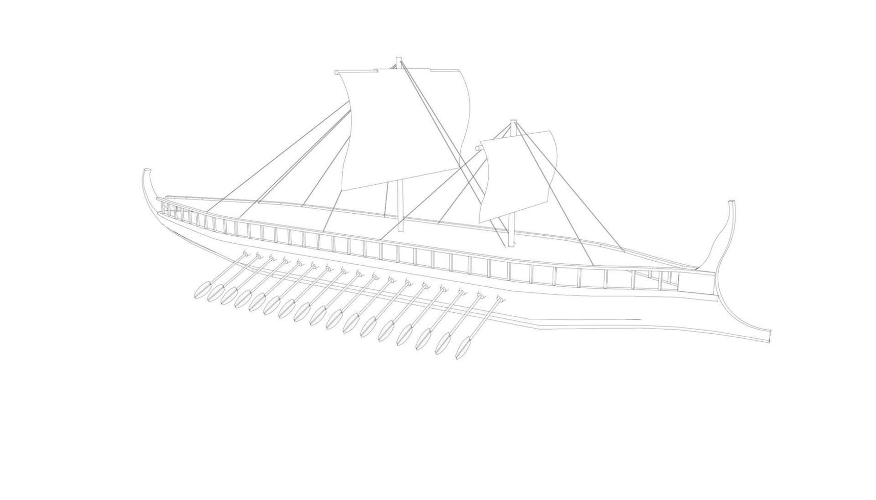 barca a vela classica in stile lineart vettore