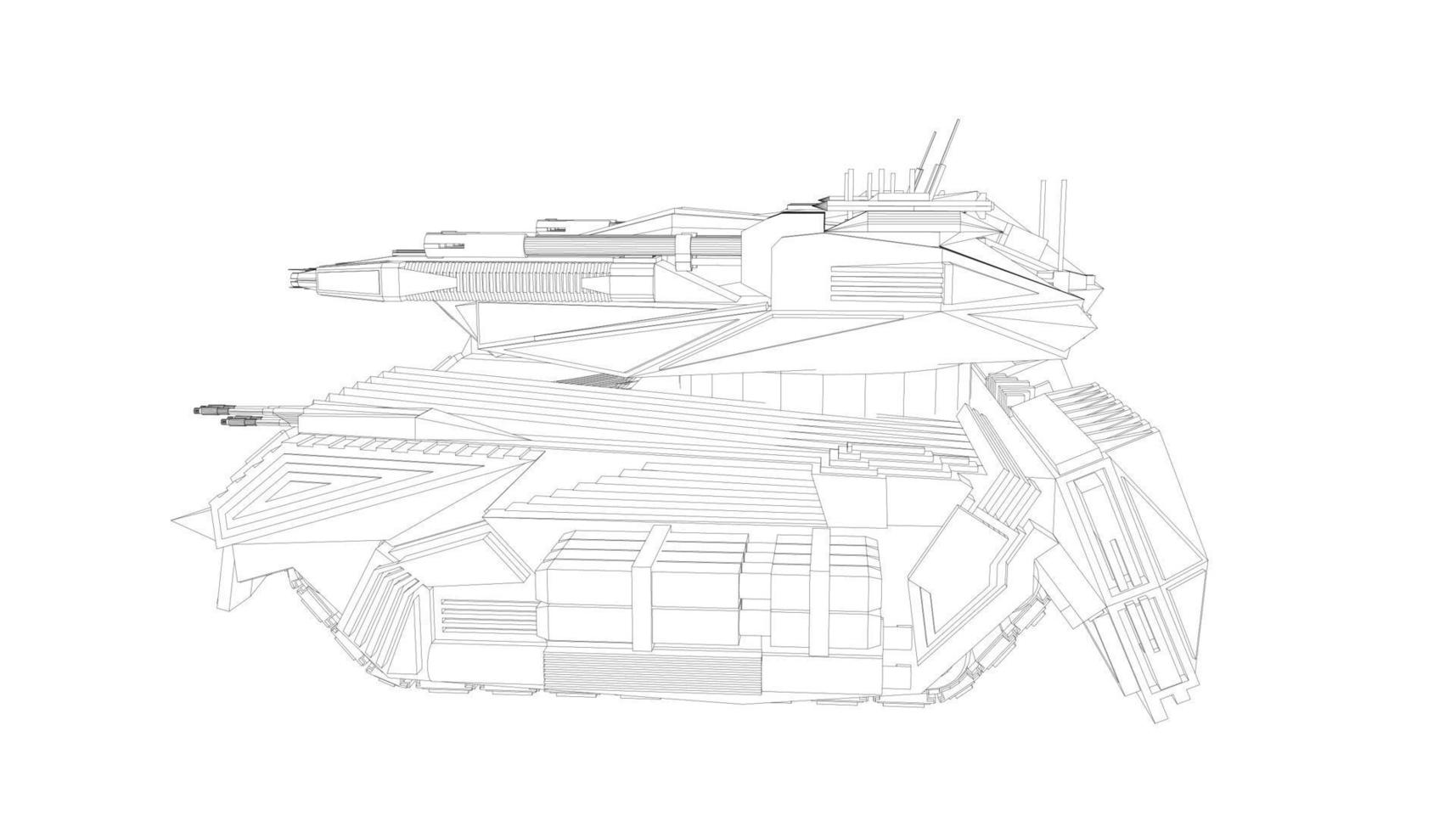 line art di carro armato d'assalto vettore