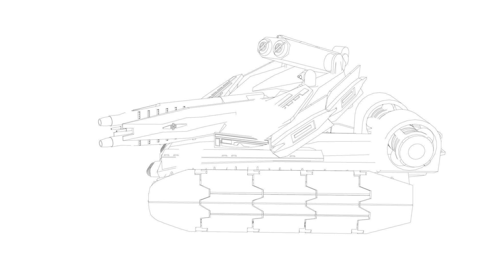 line art del carro armato di cacciatorpediniere vettore