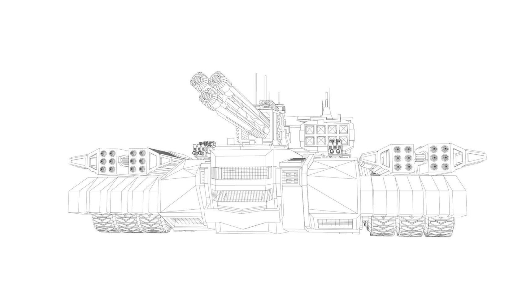 line art del carro armato di cacciatorpediniere vettore