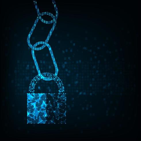 Concetto di blocco catena con catena di codice digitale crittografata. vettore