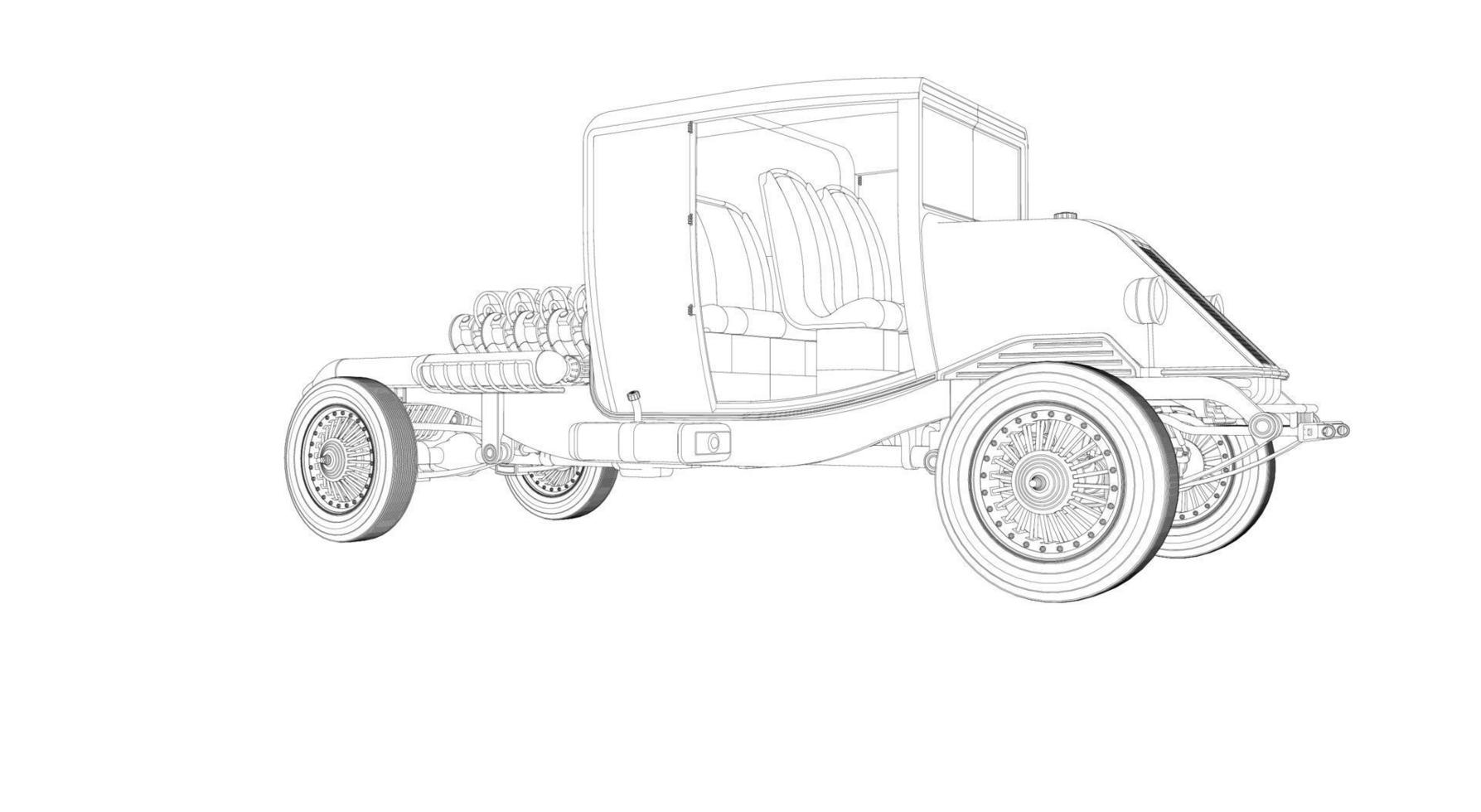 linea di design di auto d'epoca art vettore