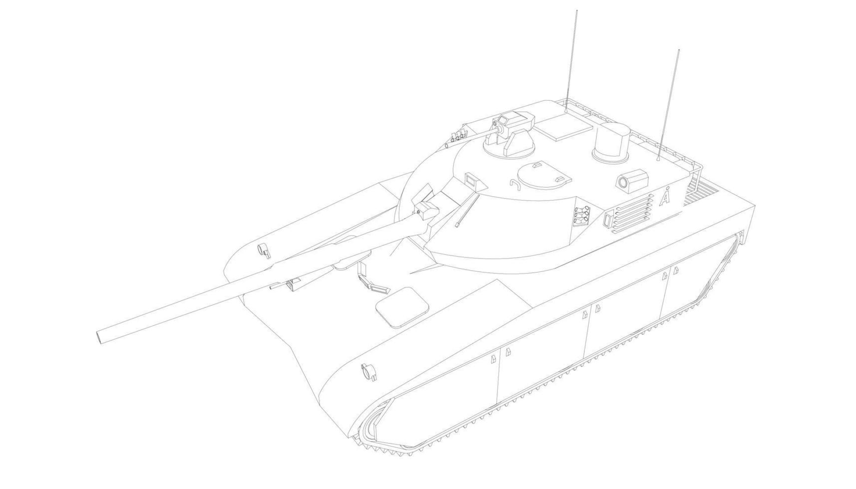 line art di carri armati militari vettore