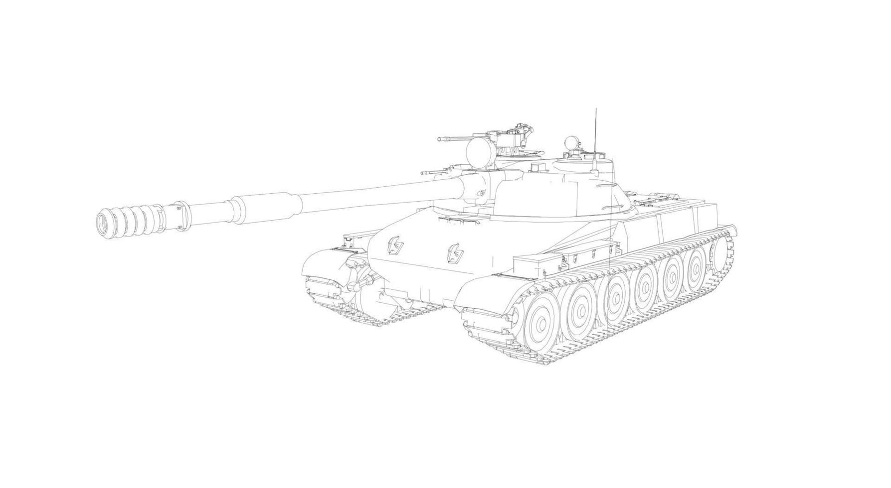 line art di carri armati militari vettore