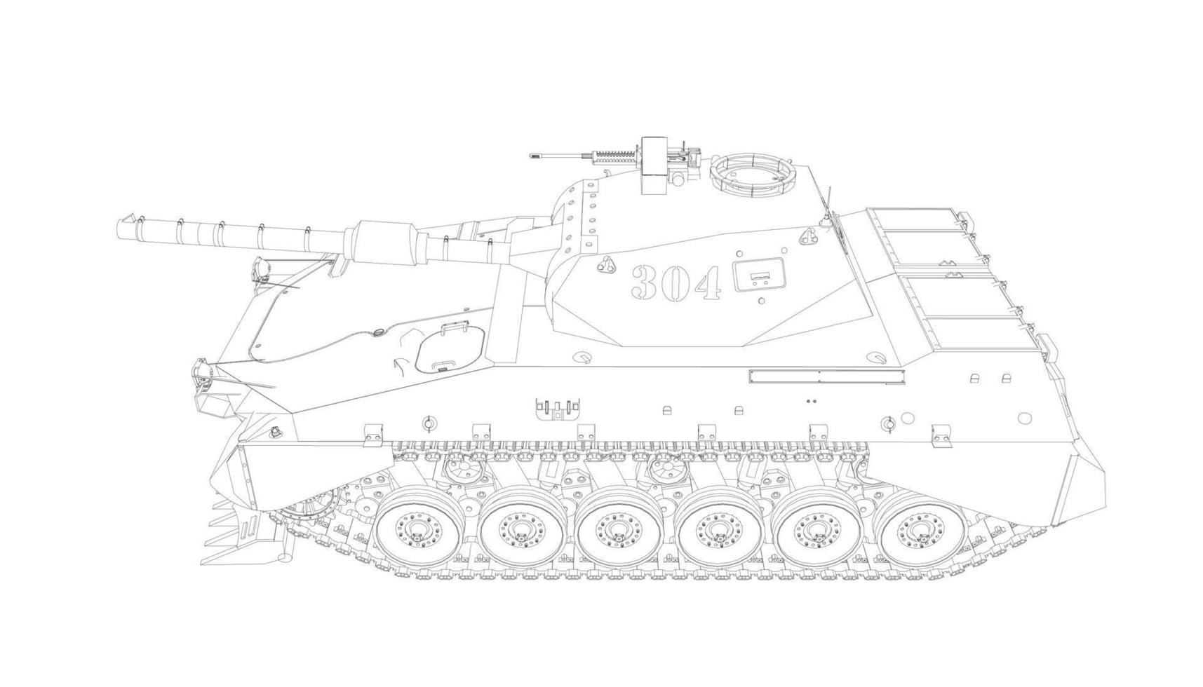 line art del carro armato di cacciatorpediniere vettore