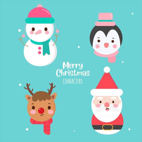 Pack of Christmas Characters Collection Collezione X mas color pastello vettore